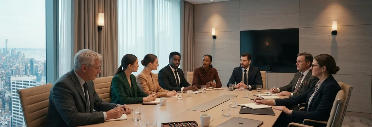 Deetz Consulting counsel in session with an executive team around a long conference table.