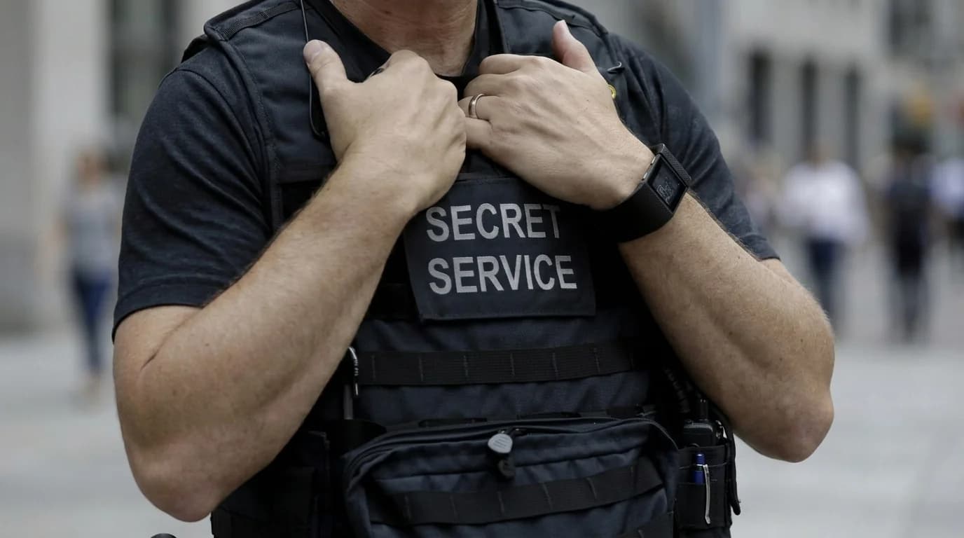 Advance route materials, threat briefings, and secure-communications gear on the reviewer's desk.